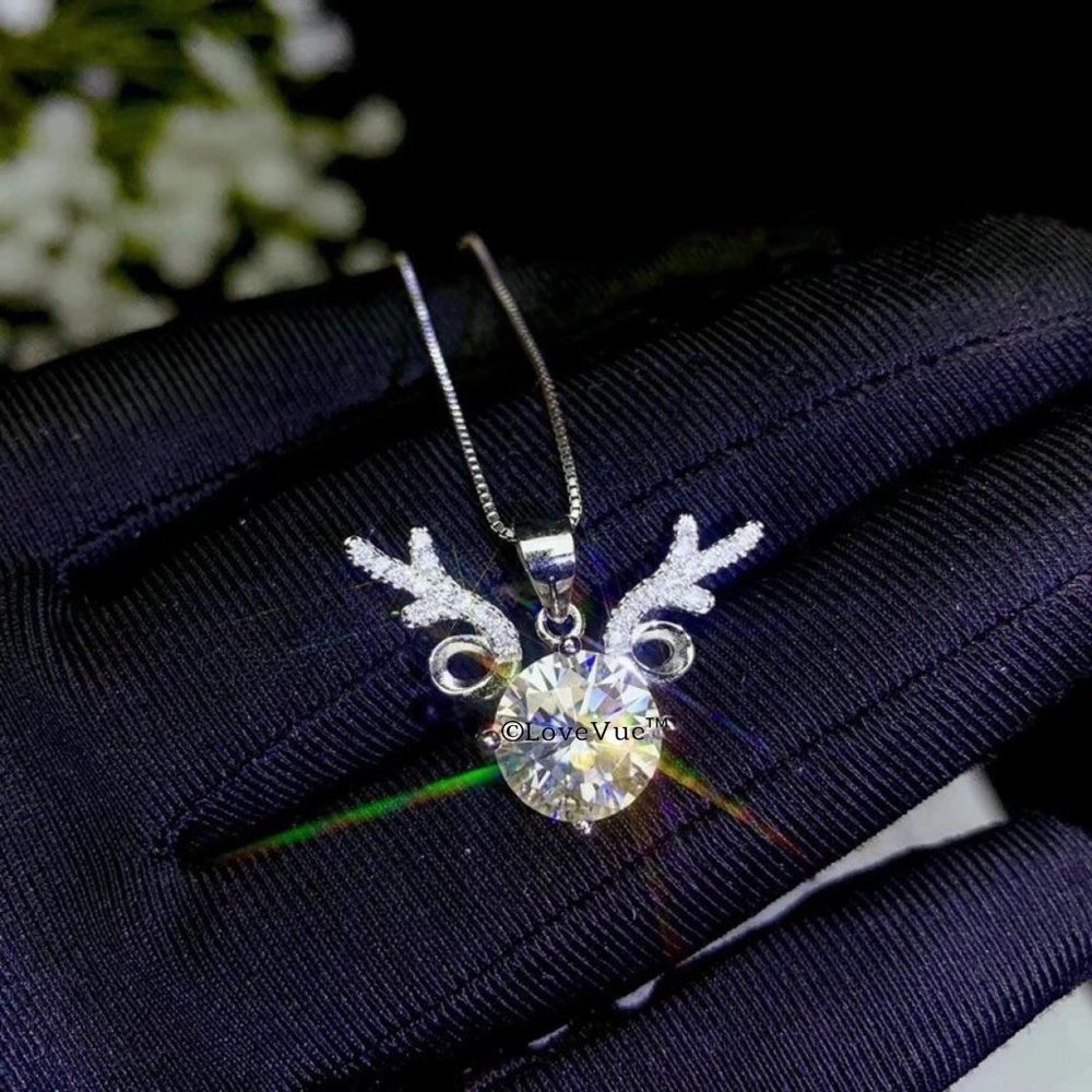 Certified 1ct. t.w. Diamond Antler Deer Elk Necklace